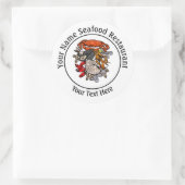 Sticker Rond Coquillages de fruits de mer Crabe Restaurant Logo (Sac)