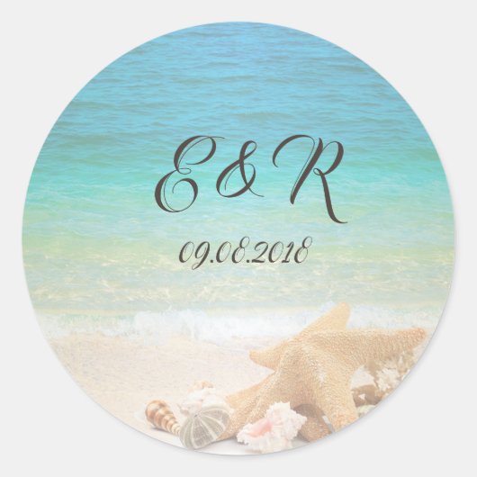 Sticker Rond Coquillages De Mariage De Plage (Devant)