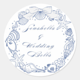 Sticker Rond Coquillages et Cloches de Mariage Design   Côté Me