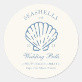 Sticker Rond Coquillages et Cloches de Mariage Enterrement de V (Devant)