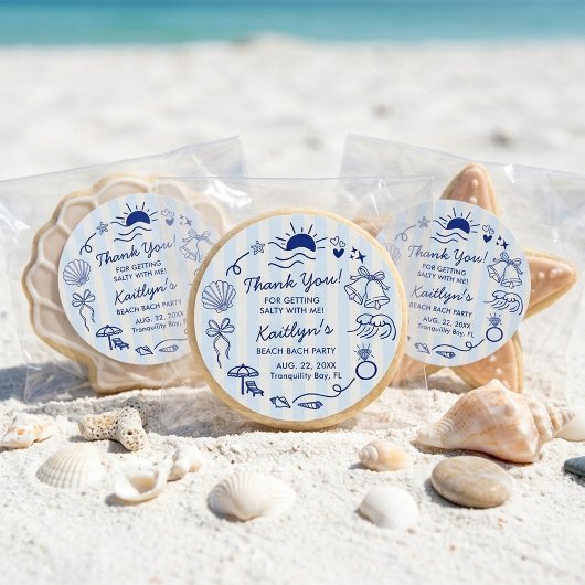 Sticker Rond Coquillages et Cloches de Mariage Fête de Filles s