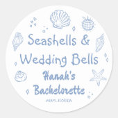 Sticker Rond Coquillages et cloches Mariages Bachelorette (Devant)