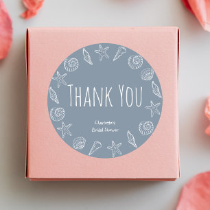 Sticker Rond Coquillages et Merci de Fête des mariées de poisso