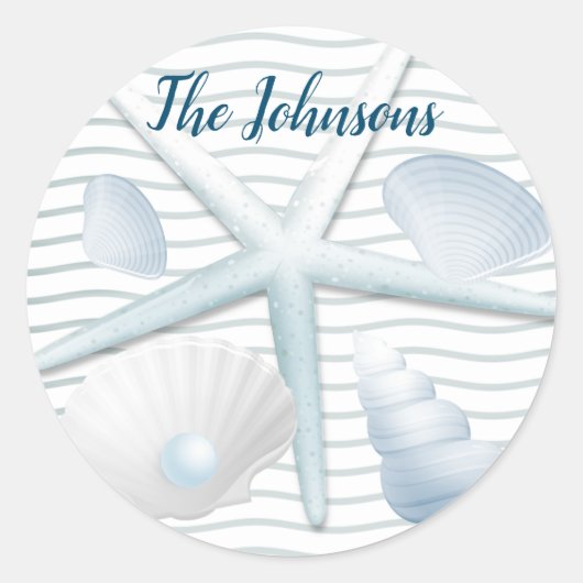 Sticker Rond Coquillages et perles (Devant)