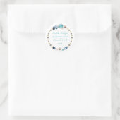 Sticker Rond Coquillages et perles turquoises et bleus Adresse  (Sac)
