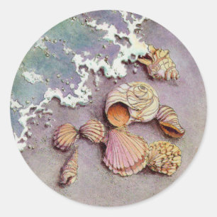 Sticker Rond COQUILLAGES par la MER par SHARON SHARPE