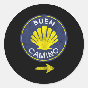 Sticker Rond Coquille Buen Camino El Camino De Santiago De Comp