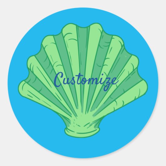 Sticker Rond Coquille de pétoncle vert Sage Thunder_Cove (Devant)