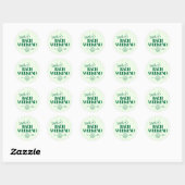 Sticker Rond Coquille de week-end de Bach rayée verte côtière (Feuille)