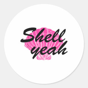 Sticker Rond Coquille rose Ouais T Chemise drôle Femme's Mermai