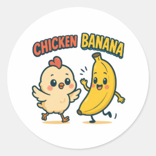 STICKER ROND COQUINE POULE BANANE !
