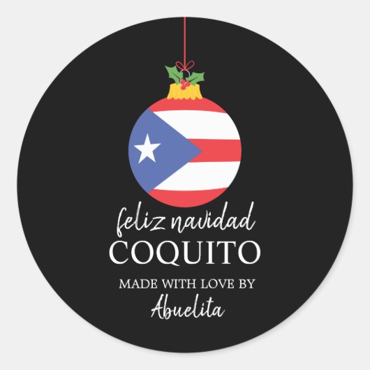 Sticker Rond Coquito de noix de coco tropicale Boisson de Noël (Devant)