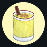 Sticker Rond Coquito Puerto Rican Eggnog Rum Christmas Drink<br><div class="desc">Design présente une illustration originale d'une tasse de coquito, une boisson porto-ricaine à base de rhum, de noix de coco et de cannelle, traditionnellement servie pendant la période des fêtes de Noël à Porto Rico. Cette conception est également disponible sur d'autres produits. De nombreuses impressions alimentaires supplémentaires sont également disponibles...</div>