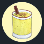 Sticker Rond Coquito Puerto Rican Eggnog Rum Christmas Drink<br><div class="desc">Design présente une illustration originale d'une tasse de coquito, une boisson porto-ricaine à base de rhum, de noix de coco et de cannelle, traditionnellement servie pendant la période des fêtes de Noël à Porto Rico. Cette conception est également disponible sur d'autres produits. De nombreuses impressions alimentaires supplémentaires sont également disponibles...</div>