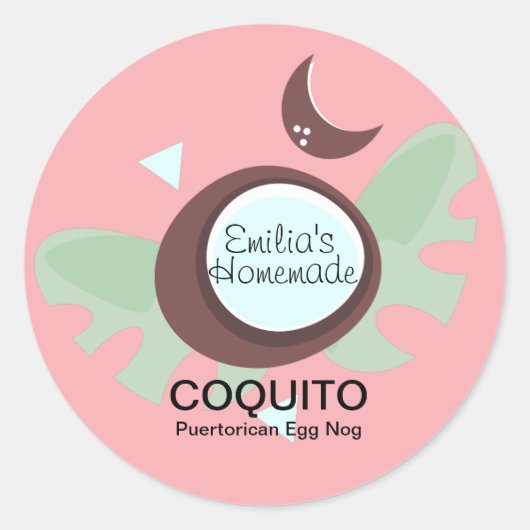 Sticker Rond Coquito Recette Boire Nog Oeuf De Coco (Devant)