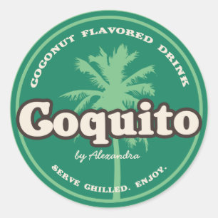 Sticker Rond Coquito tropical vert