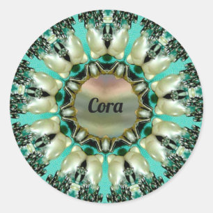 Sticker Rond CORA ~ Motif Abstrait lumineux ~ Personnalisé