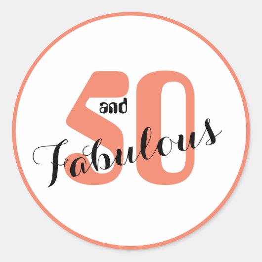 Sticker Rond Corail 50e anniversaire enveloppe 50 et Fabuleux (Devant)