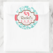 Sticker Rond Corail, Baby shower tropical Aqua (Sac)