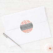Sticker Rond Corail gris Damask Baby shower Favoriser les autoc (Enveloppe)