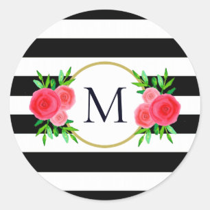 Sticker Rond Corail gris noir gris brun brun rouge monogramme f