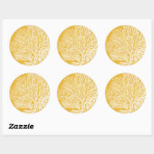Sticker Rond Corail jaune et blanc (Feuille)