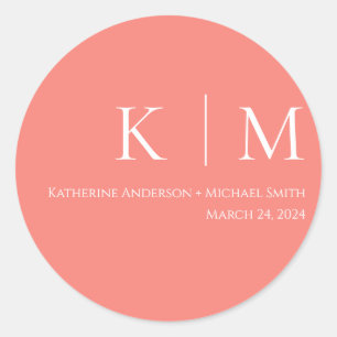 Sticker Rond Corail rose et Mariage blanc