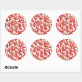 Sticker Rond Corail rouge Motif 2 (Feuille)