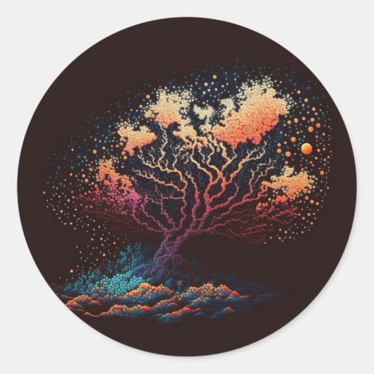 Sticker Rond Corail spatial (Devant)