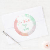 Sticker Rond Corail Tropical Neo Mint Wedding Favor Merci (Enveloppe)
