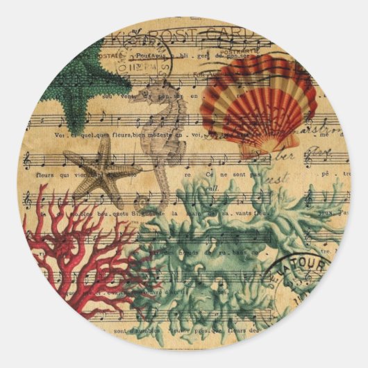 Sticker Rond corail tropical romantique (Devant)