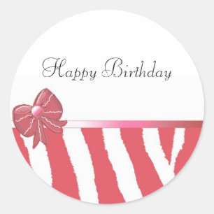 Sticker Rond Corail Zebra Grandes Avec Bow
