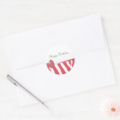 Sticker Rond Corail Zebra Grandes Avec Bow (Enveloppe)