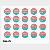 Sticker Rond Coral Melon Orange Turquoise Aqua Green Parties sc (Feuille)