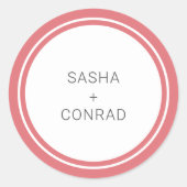 Sticker Rond Coral rose gras Bordure moderne Mariage (Devant)