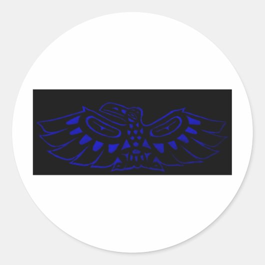 Sticker Rond Corbeau bleu noir (Devant)