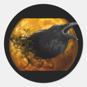 Sticker Rond Corbeau de corbeau d'Halloween
