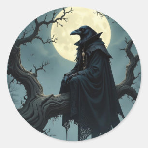 Sticker Rond Corbeau de Halloween