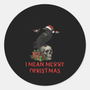 Sticker Rond Corbeau de Noël F-caw-f drôle crâne de Noël gothiq