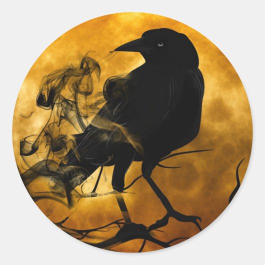 Sticker Rond Corbeau et moisson chute de lune (Devant)