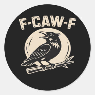 Sticker Rond Corbeau F-Caw-F de style vintage