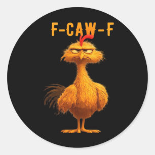 Sticker Rond Corbeau gothique humour drôle F-Caw-F