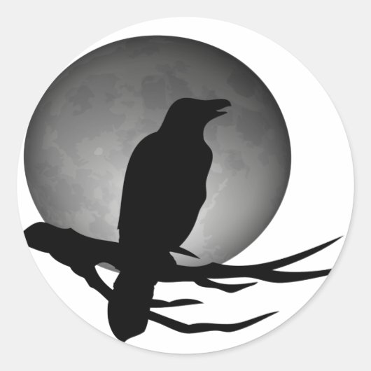 Sticker Rond corbeau lune (Devant)