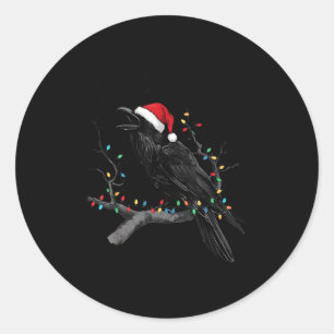 Sticker Rond Corbeau noir, F-caw-f drôle de Père Noël corbeau N