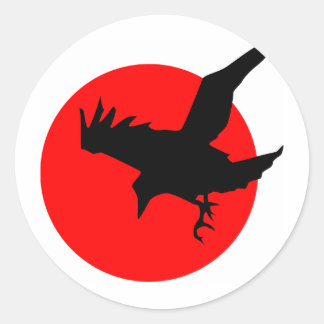 Sticker Rond Corbeau sang plein rouge lune Joyeux Halloween