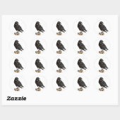 Sticker Rond Corbeau sur une souche d'arbre (Feuille)
