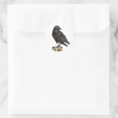 Sticker Rond Corbeau sur une souche d'arbre (Sac)