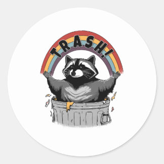 Sticker Rond Corbeille Panda Raccoon Sauvez La Corbeille Panda