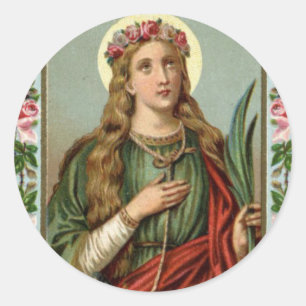 Sticker Rond Corde rose de paume de roses de St Philomena