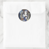 Sticker Rond "Cordelia" Gothique Lune Huile Oiseau Angel Art St (Sac)